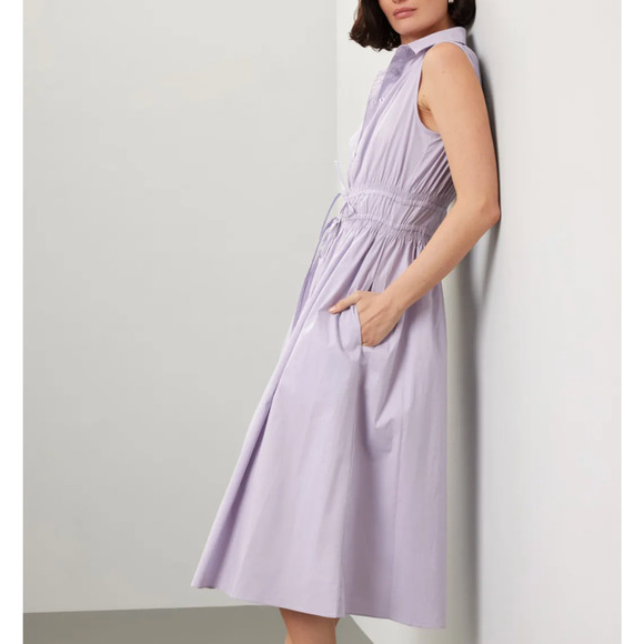 Thakoon Lavender Midi Shirt Dress MEDIUM Sleeveless Cotton Cottage Designer $345 - Picture 2 of 11